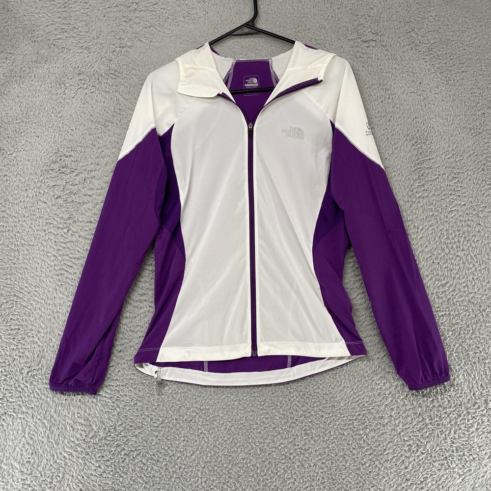 The North Face Jacket Womens Small Purple White Flight Series Hooded Windbreaker